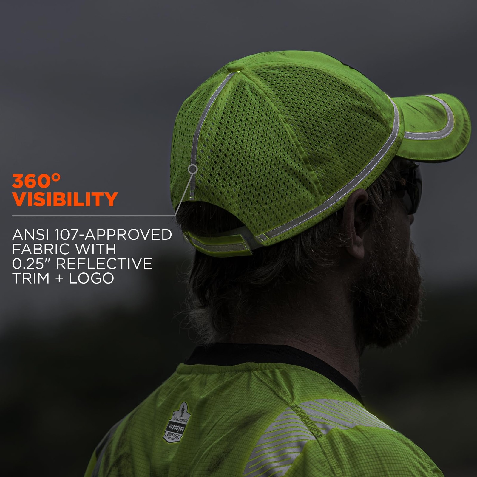 Ergodyne mens High Visibility, Reflective Hat Cap, Lime, One Size, Lime