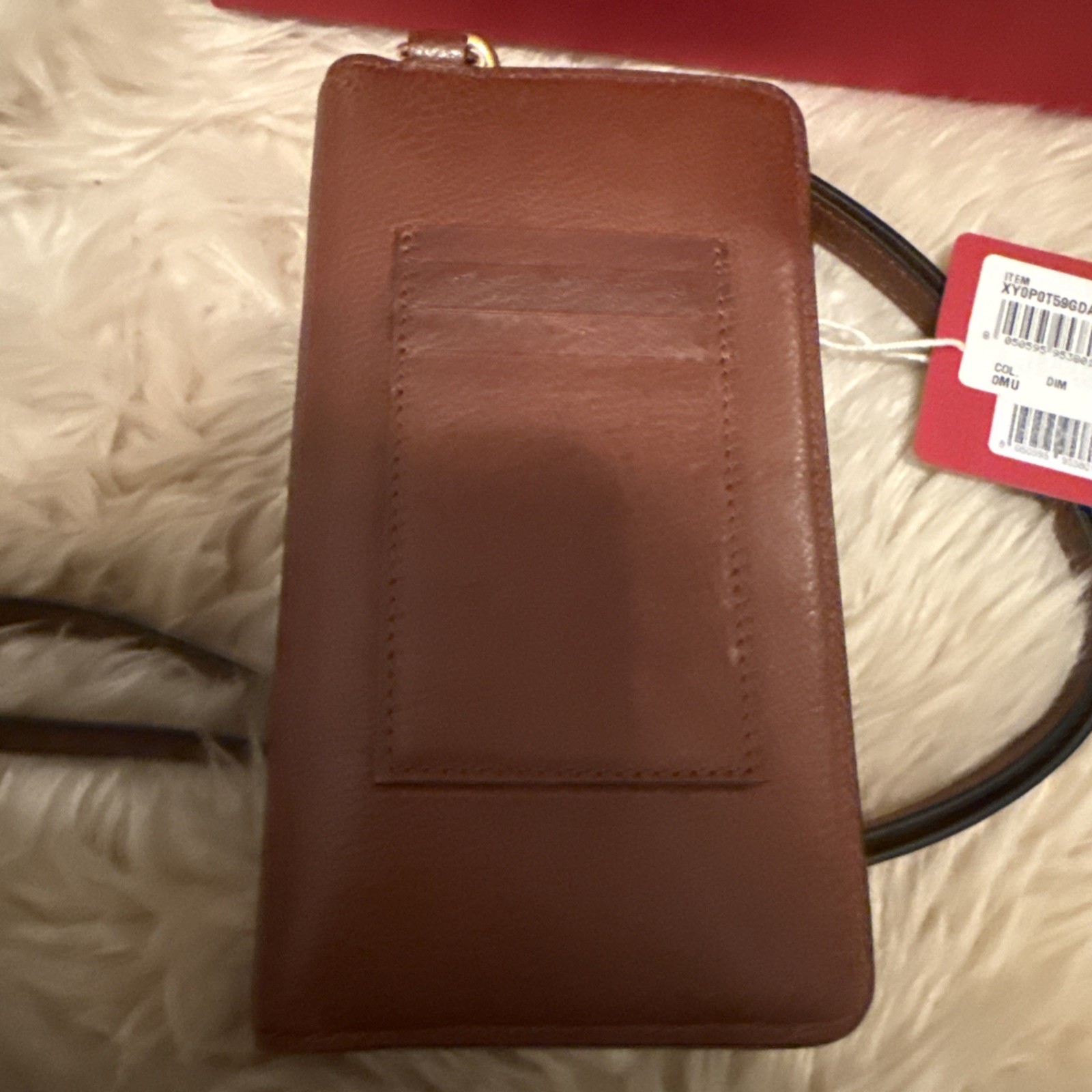 NWT VALENTINO GARAVANI VLOGO BROWN LEATHER LOCO PHONE CASE/CLUTCH BAG