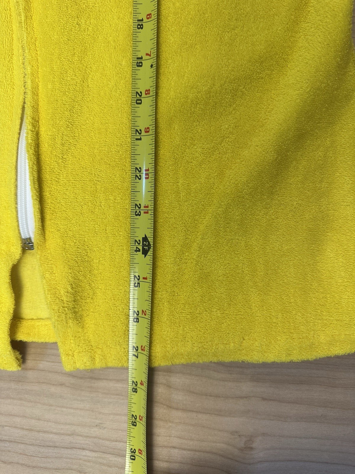 vintage 80’s JC PENNY california YELLOW TERRY CLOTH BEACH COVERUP large HOOD