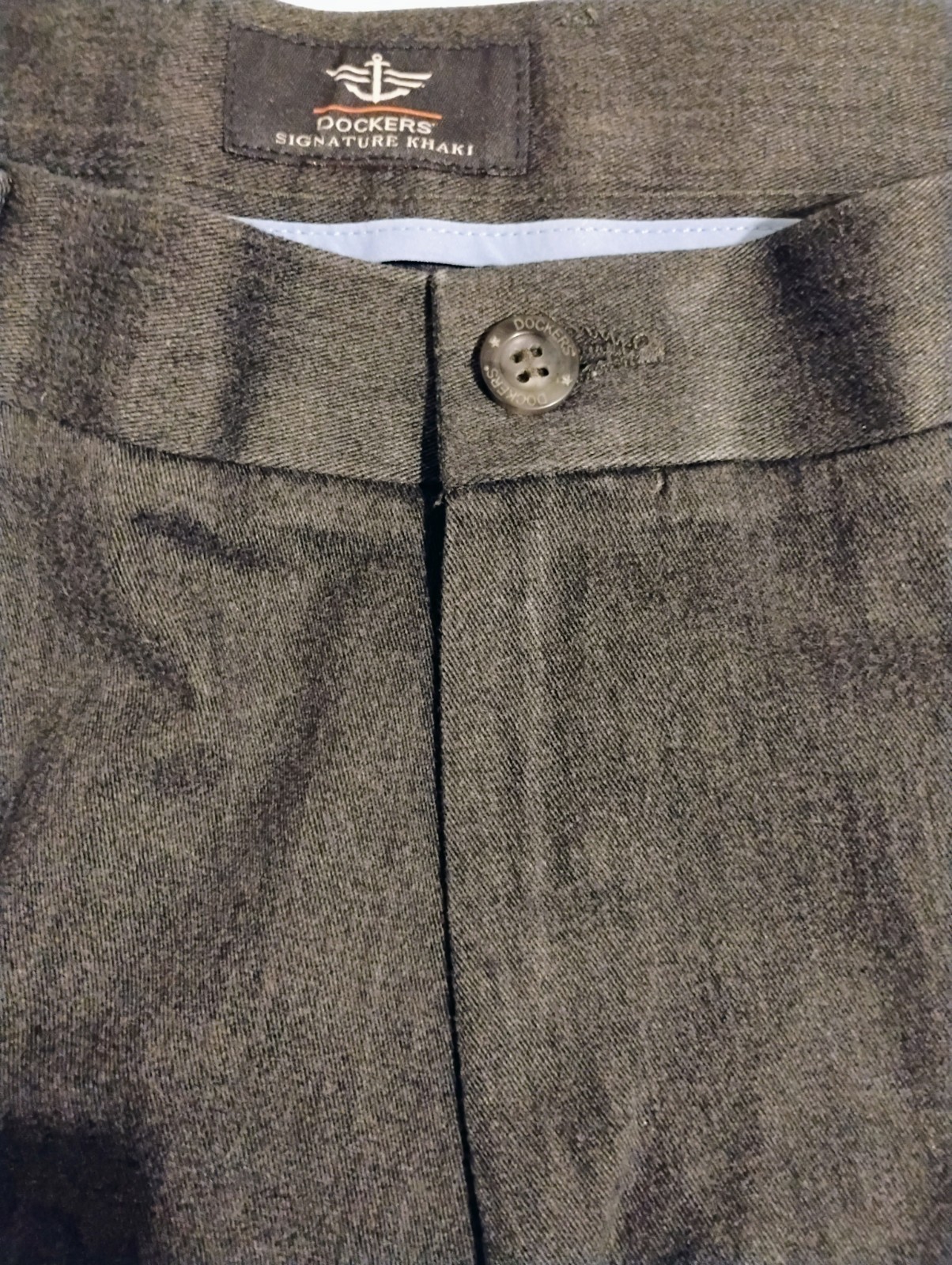 Dockers Signature Khaki Gray Twill Pants 34W Classic Fit Straight