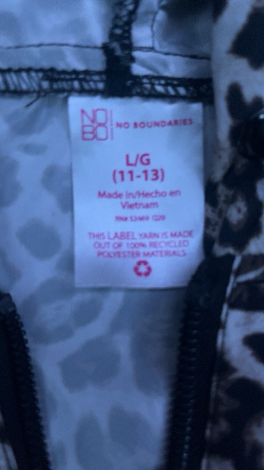 No Boundaries Leopard Print Hooded Zip raincoat Jacket Juniors L/G (11-13)