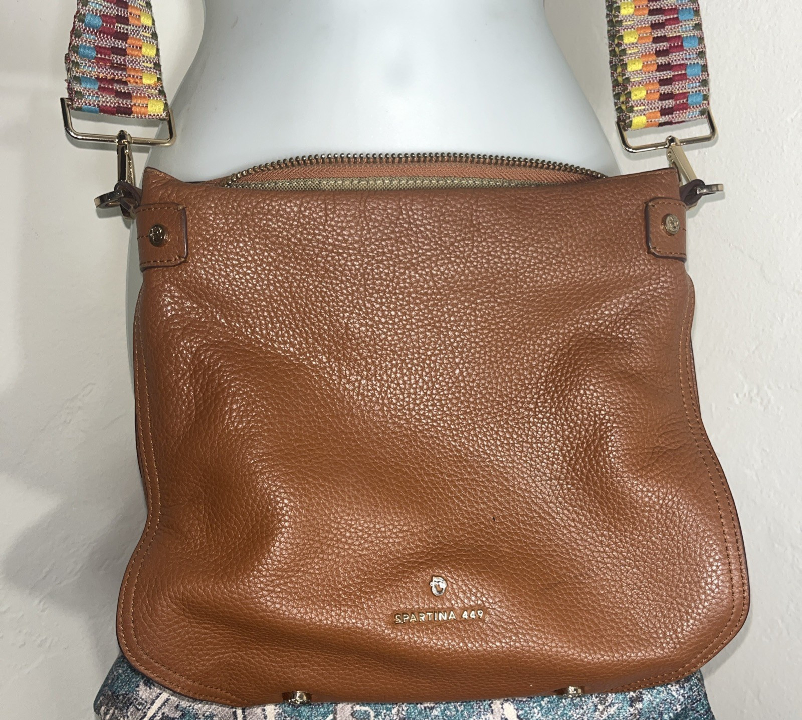 Spartina 449 Handbag Leather Crossbody Brown Medium Pebbled