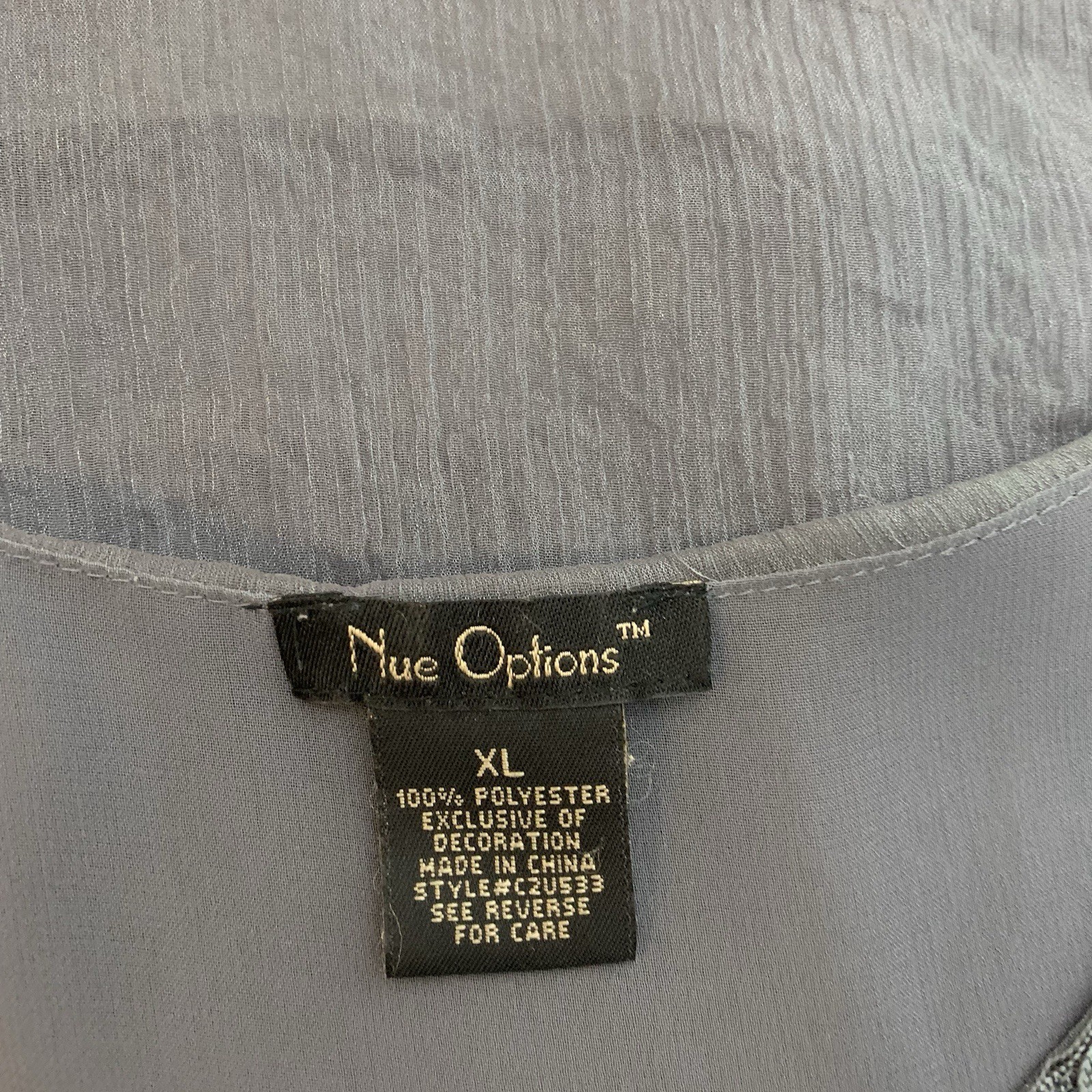 Nue Options Gray Sequin Beaded Glam Festival Sheer Tank Top Women’s Sz XL