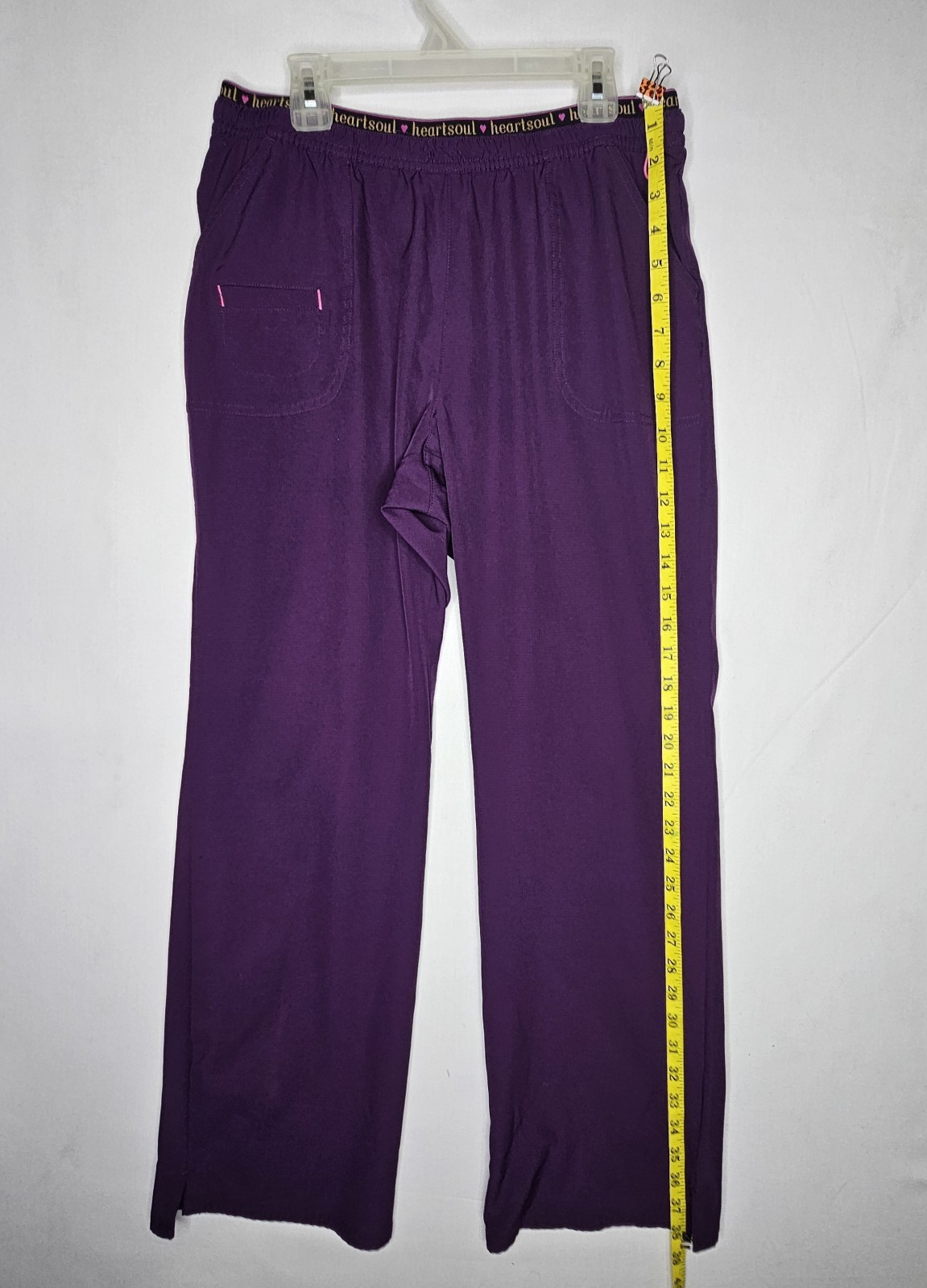 HeartSoul Scrubs Womens Medium Low Rise Stretch Pant 20110 EGPH Eggplant Purple