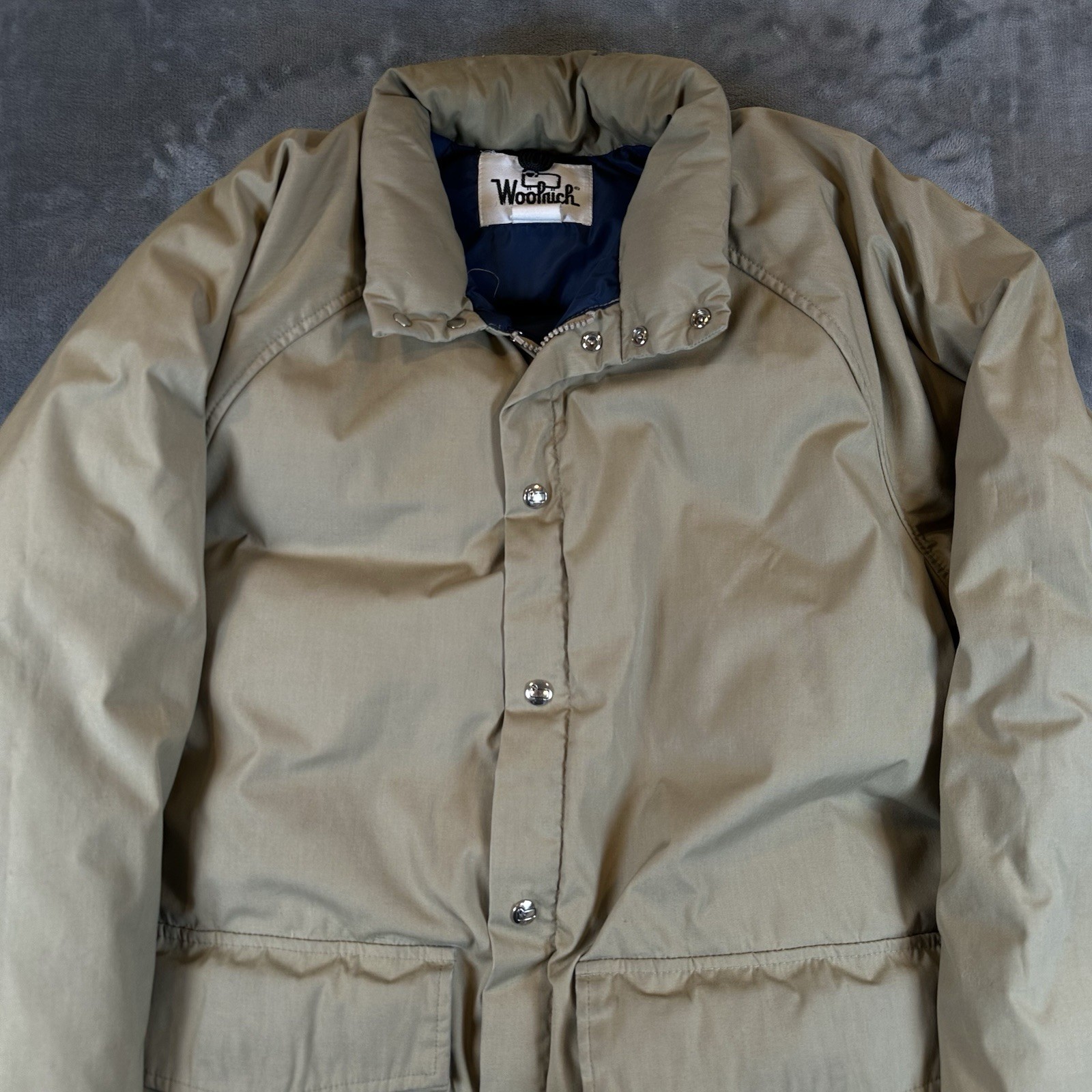 READ Vintage Woolrich Jacket Mens M Beige Goose Down Puffer Winter Coat Parka