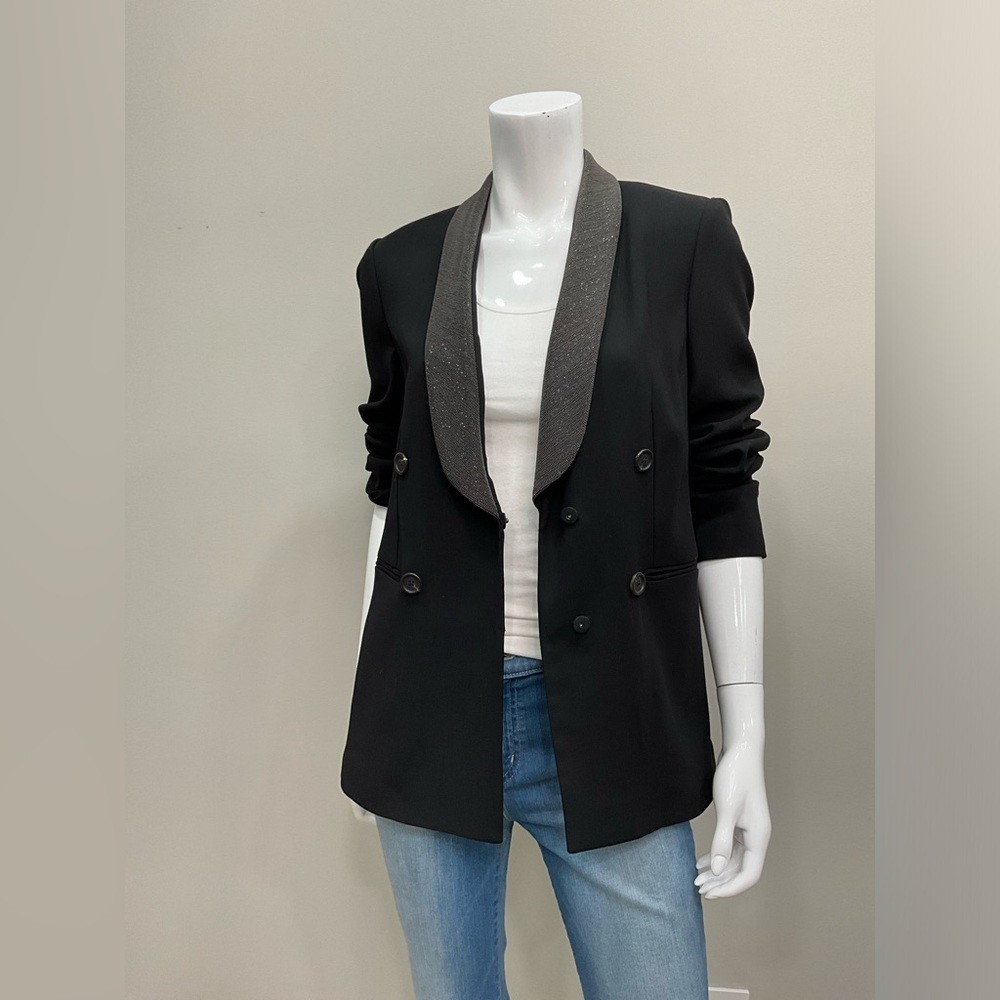 Brunello CUCINELLI Black Blazer Monili Lapel Size IT 42 US 6 Evening Business