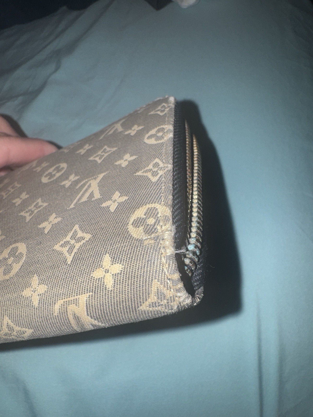 Louis Vuitton DENIM Monogram Zip-Around Wallet w/ Card Slots & Coin Pocket