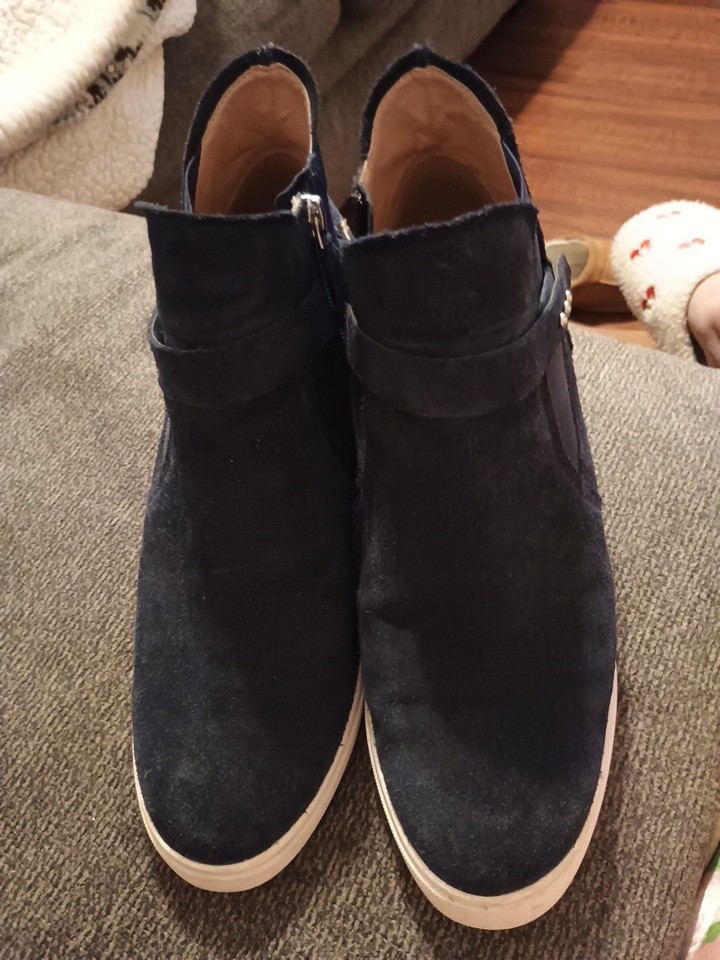 WOMENS PAOLO FRESHTON WEDGE SNEAKERS SIZE 10 M BLUE SUEDE SHOES