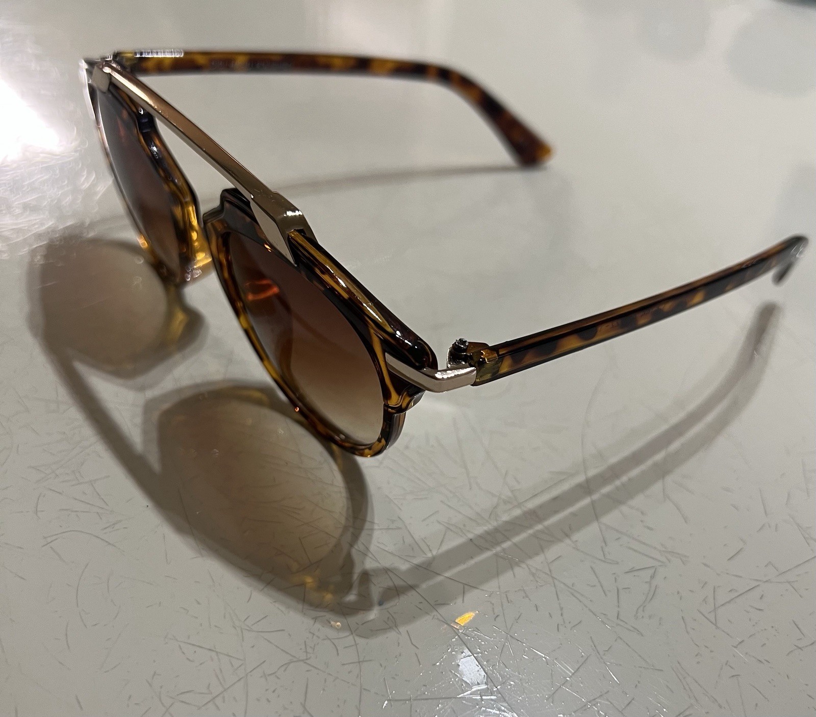Men’s Browline Tortoise Shell Sunglasses Brown Gradient Tinted Lenses