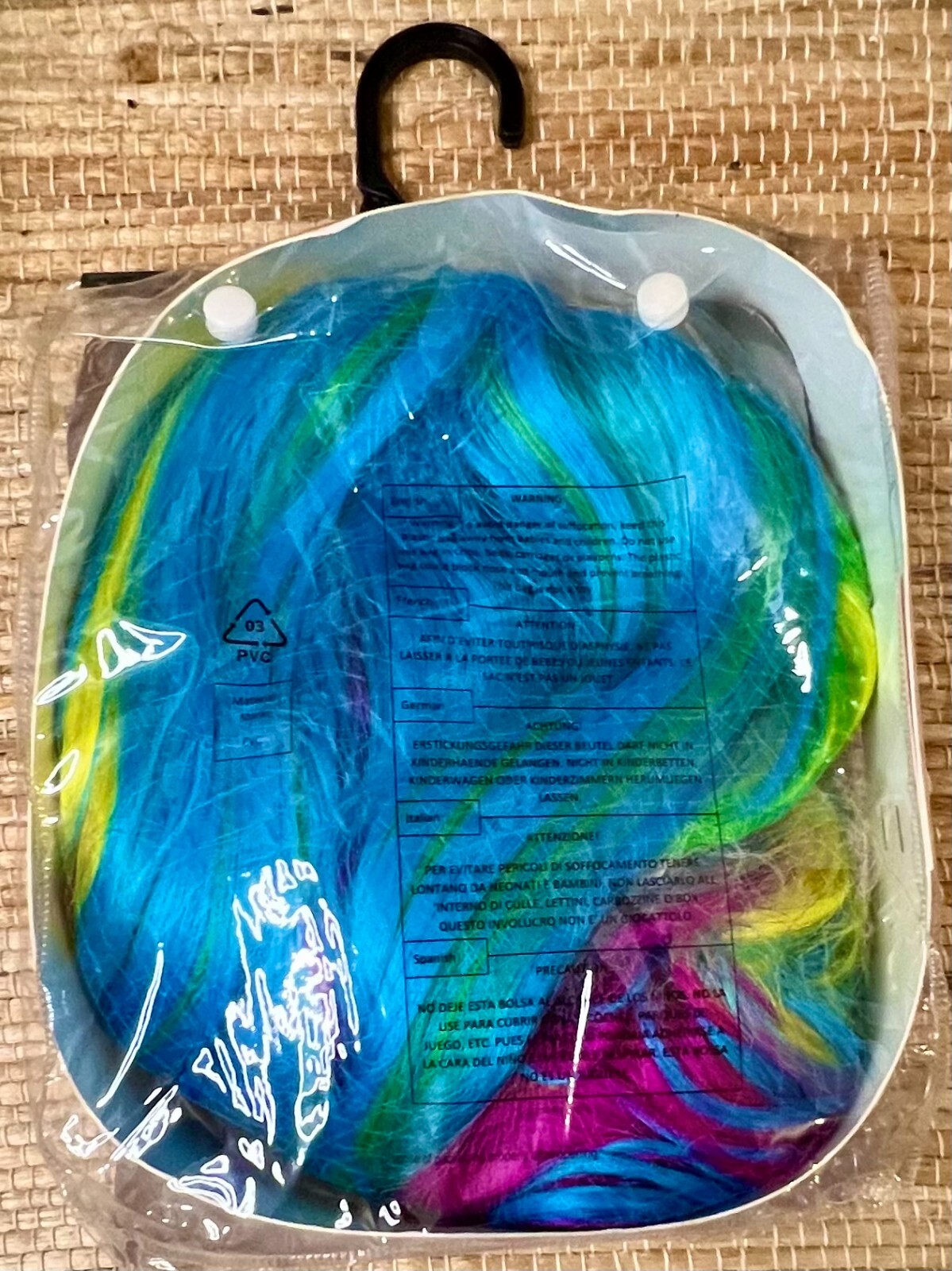 Leg Ave. Wig Rainbow Colored Long Synthetic Fiber Costume With Bangs