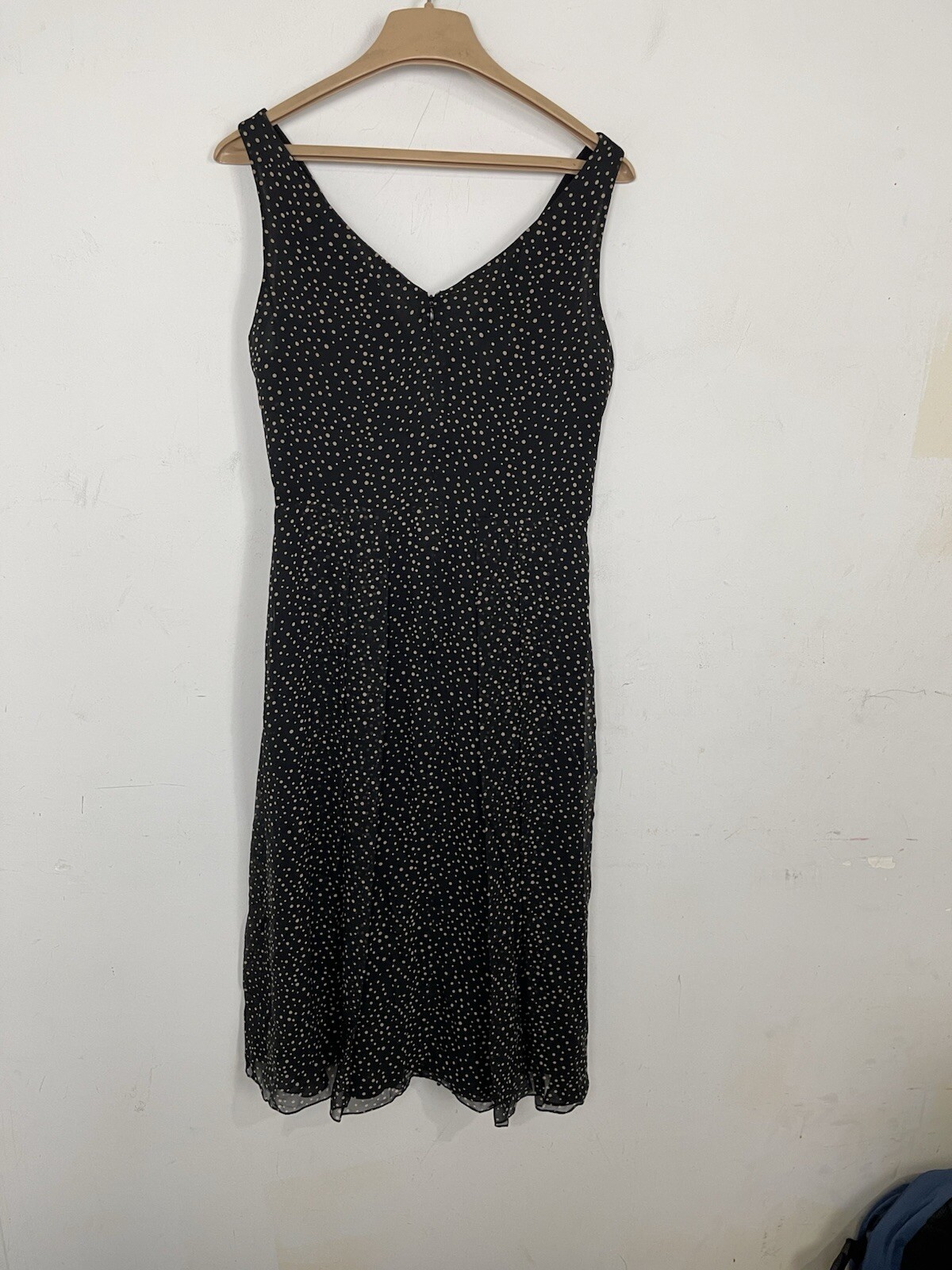 Talbots Women Dress 10 Petite Black Silk Polka Dot Retro Rockabilly Wrap Vintage