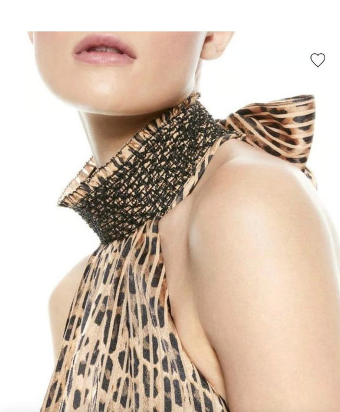 ALICE + OLIVIA $250 Almira Leopard Print Smocked Tie Neck Halter Top Size Small