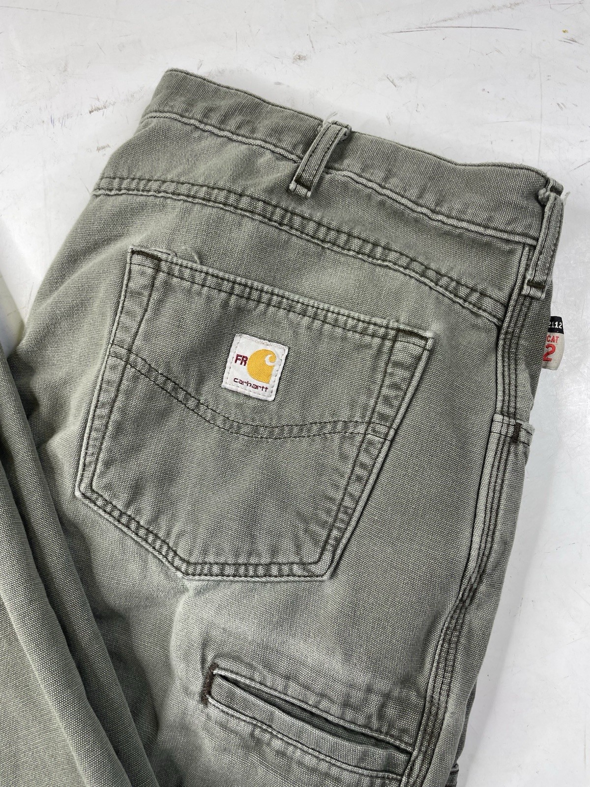 Carhartt FR Work Pants 38×32 Flame Resistant CAT 2 Original Fit FRB159-MOS Green