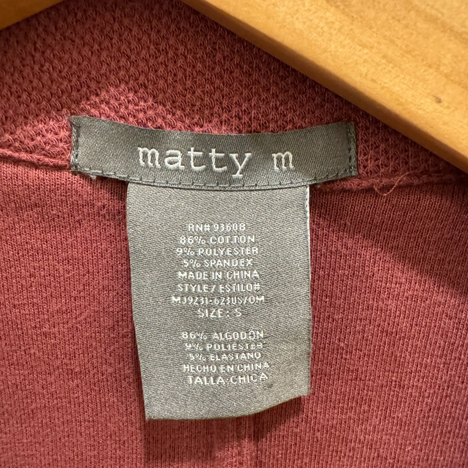Matty M Women Knit Boyfriend Blazer Jacket Small S Maroon Burgundy Open Front