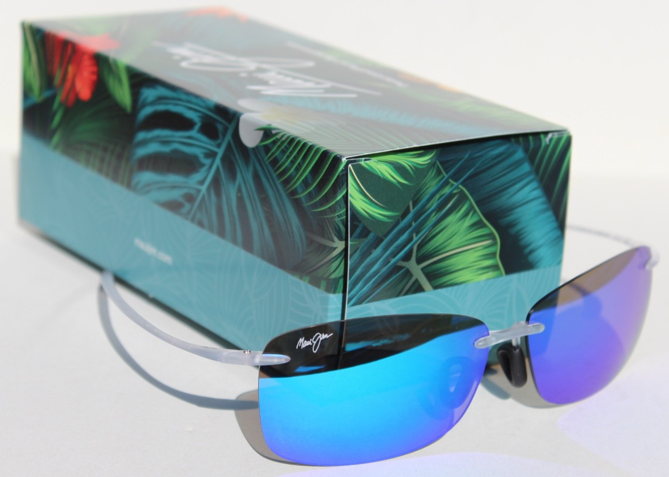 MAUI JIM ‘AKAU POLARIZED Sunglasses B442-05CM Crystal Matte/Blue Hawaii NEW