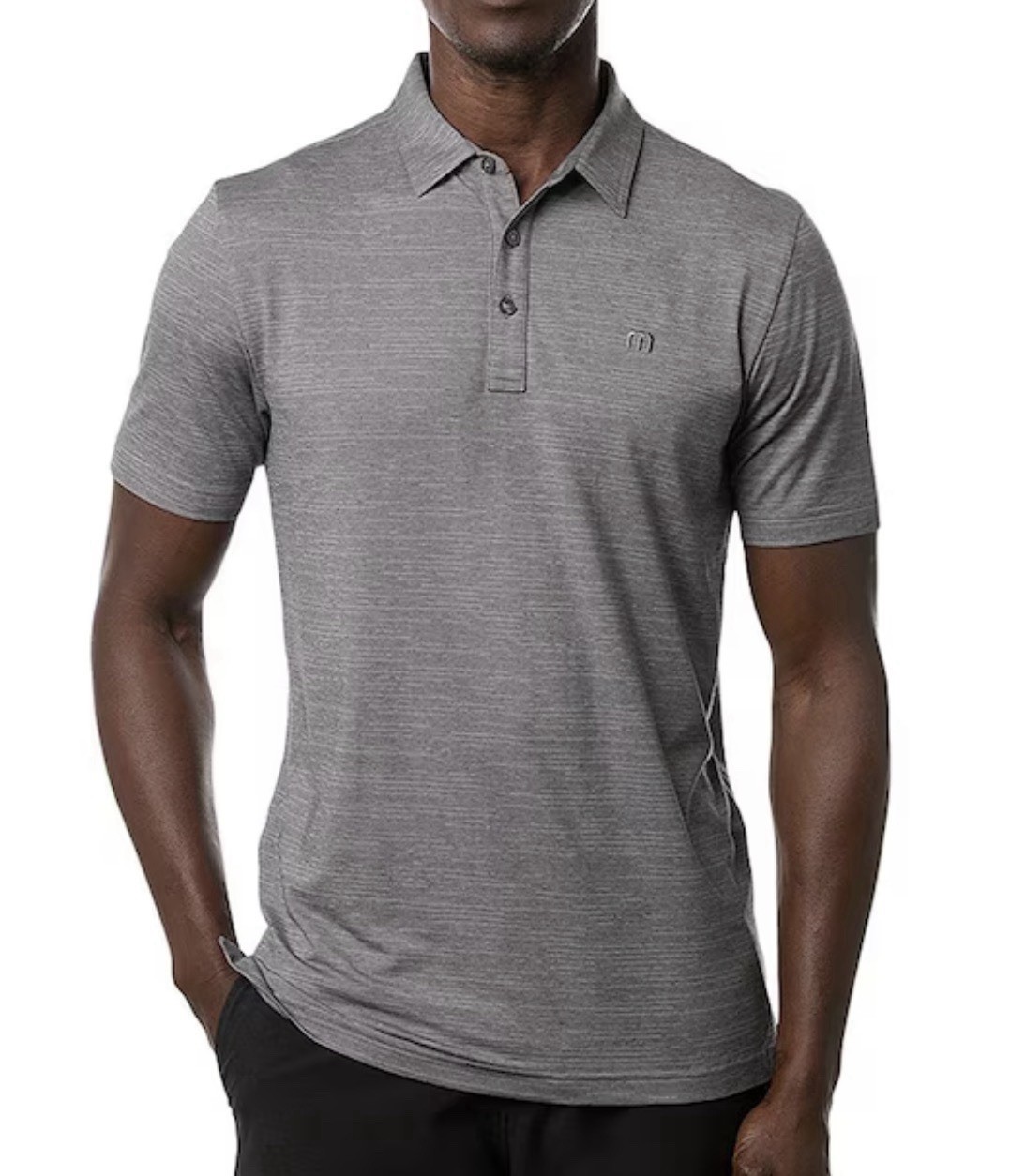 Travis Mathew Men’s The Heather Polo – Sleet/Quiet Shade