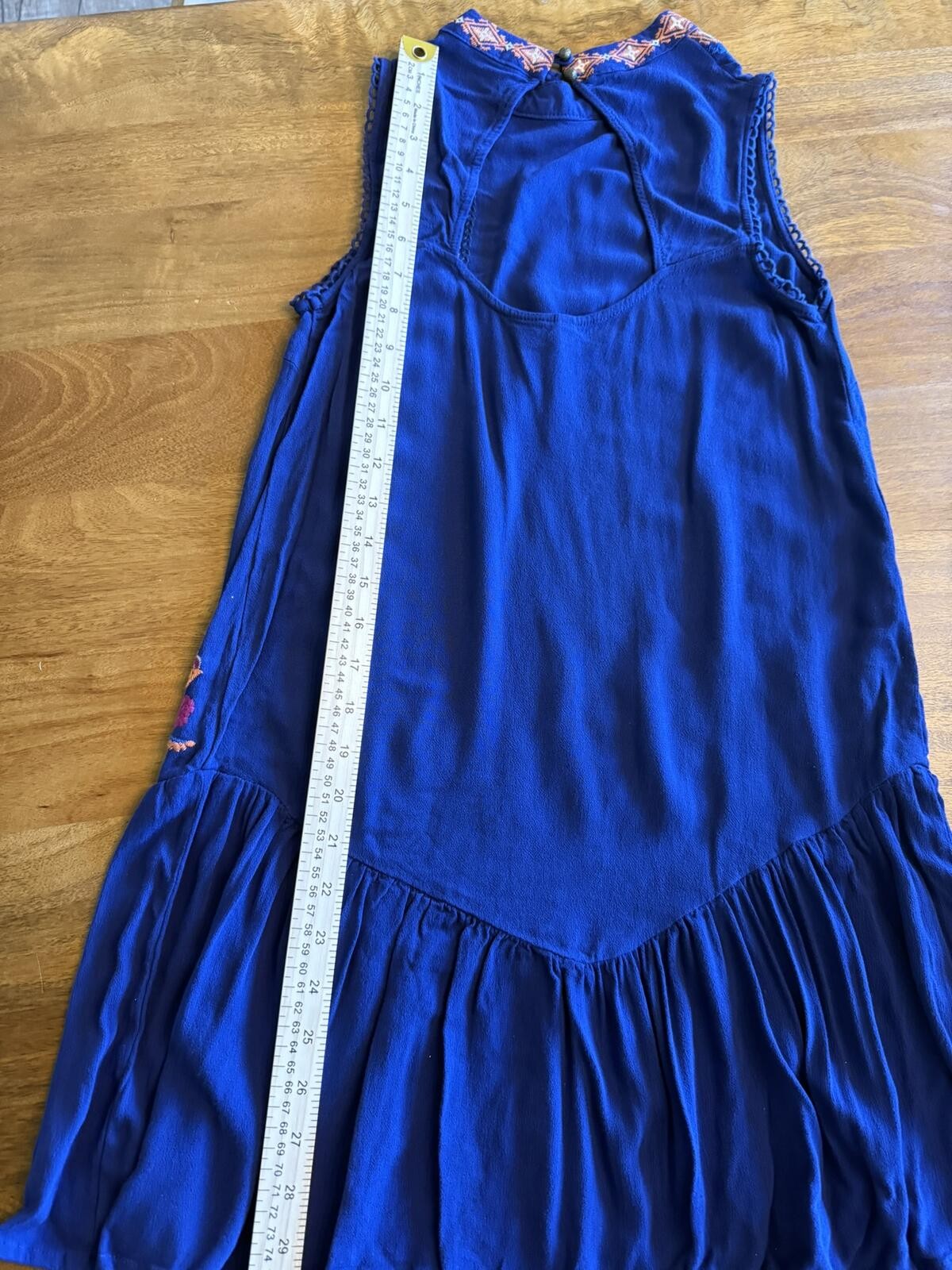 Xhilaration / Target Blue Embroidered Sleeveless Boho Shift Dress Tunic – S