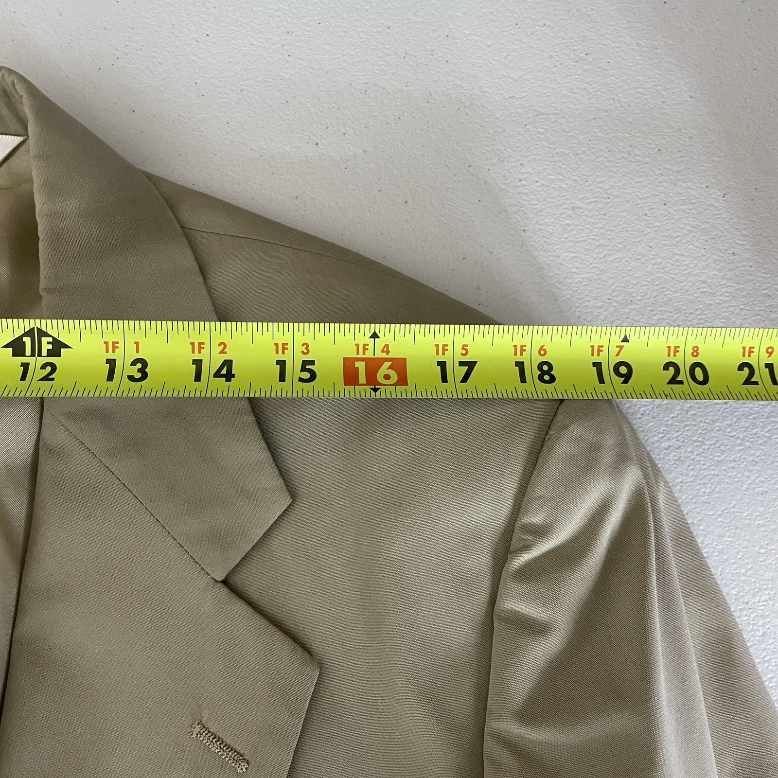 Haspel Blazer Jacket Mens 40R Beige Solid Wool Polyester Vintage USA Made