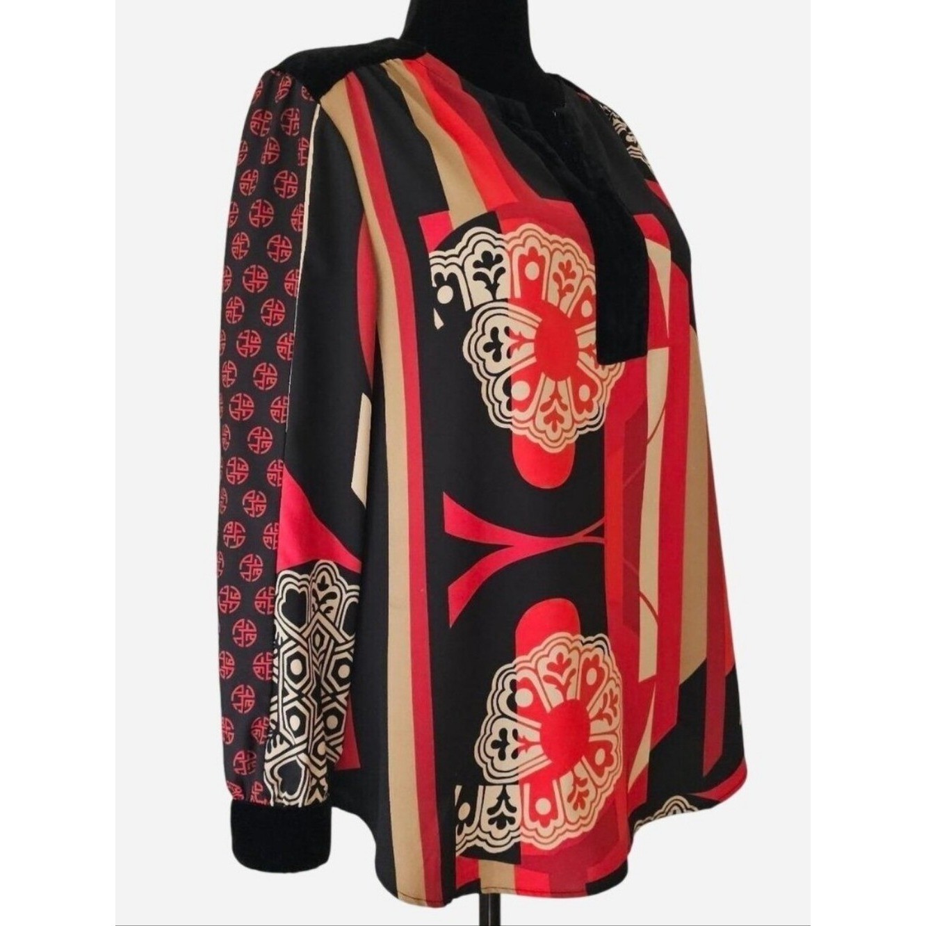 CHICO’S Women’s Multicolor Printed Long-Sleeve Tunic. Size 2 Or US 12