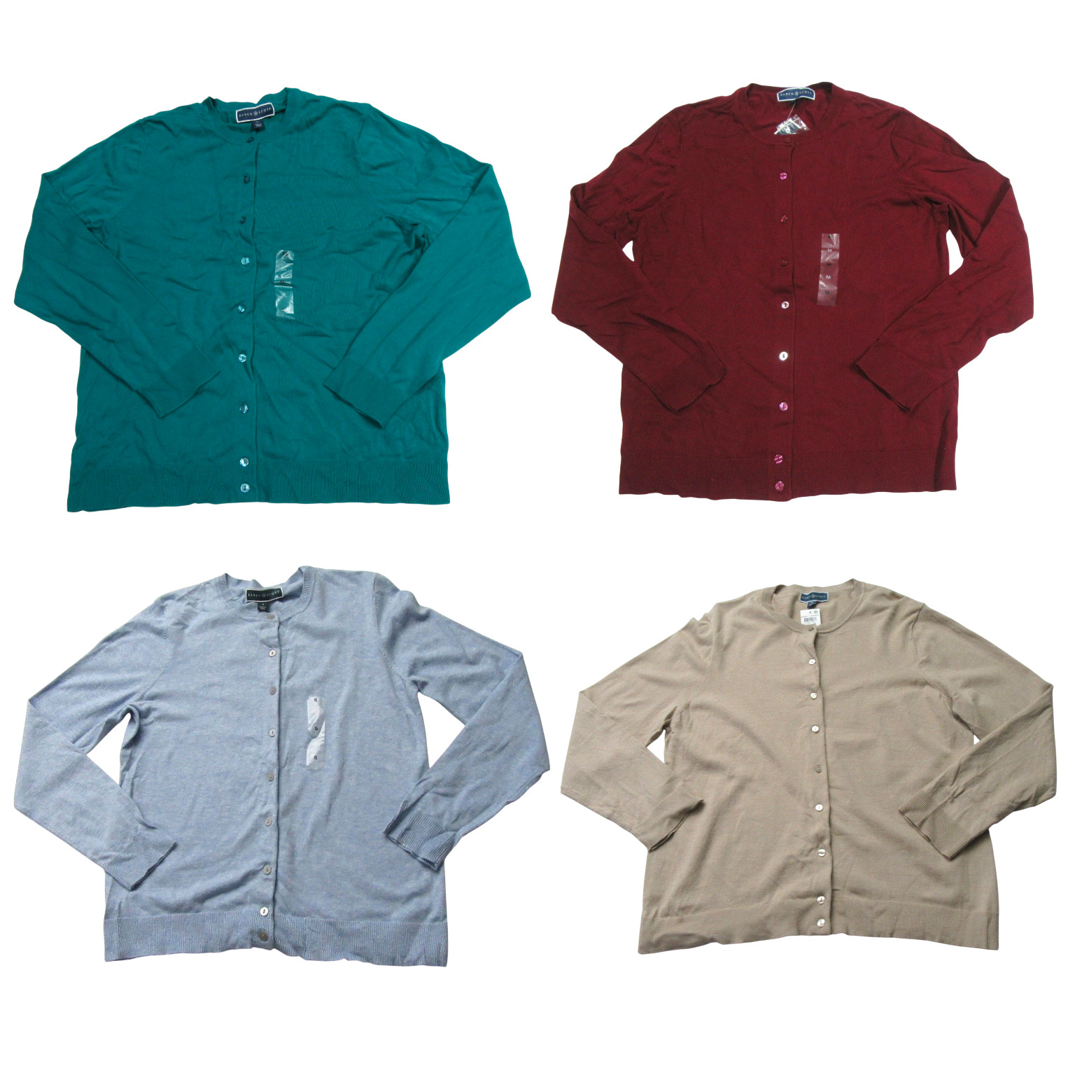 Karen Scott Womens Crew-Neck Button Up Cardigan Choose Color – S, M, L, XL, XXL