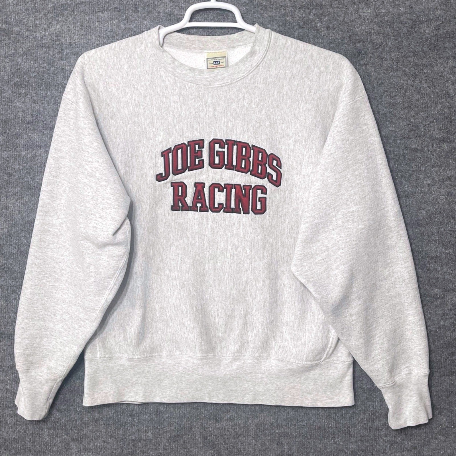 Vintage Lee Crossgrain Joe Gibbs Racing Heavyweight Sweatshirt XL Gray NASCAR