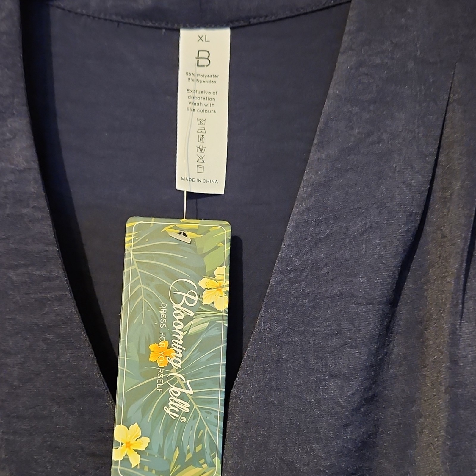 Blooming Jelly Women’s XL V-Neck Solid Short Sleeve Blouse Blue Button
