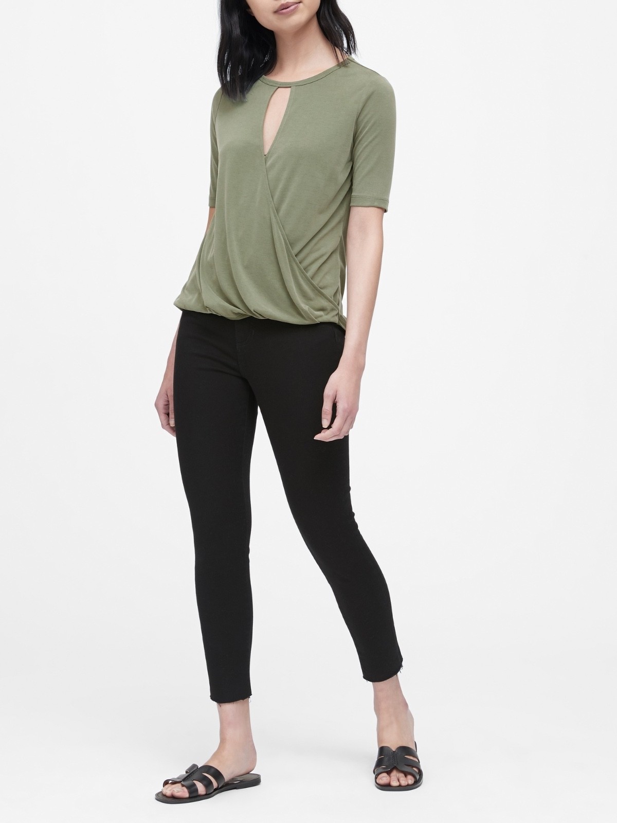 NWOT Banana Republic Sandwash Modal Cross Front Top Flight Jacket Green – Small