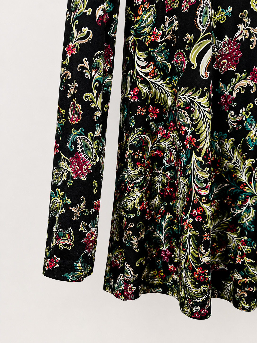J.Jill Tunic Blouse XL Black Coral Paisley Button Down Soft Comfy Rayon Floral