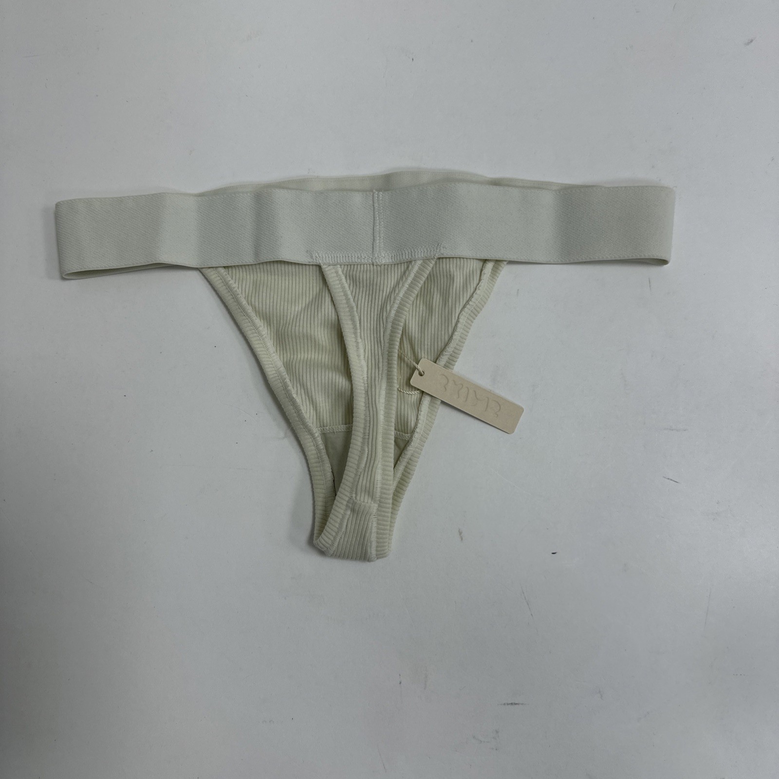 SKIMS Women’s Cotton Blend Stretch Jersey Rib Thong Bone Size S