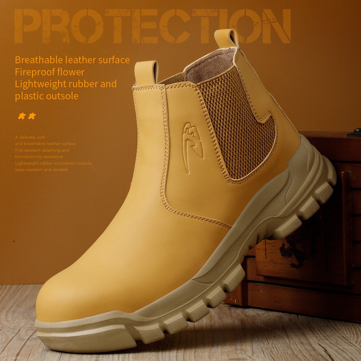 Men’s Steel Toe Work Boots Waterproof Lightweight Safety Shoes Non-Slip boots