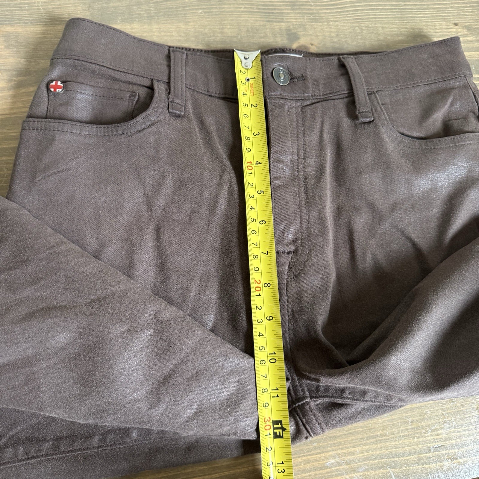 Hudson Womens 28 Brown Noa High Rise Straight Crop Coated Pants Bottoms