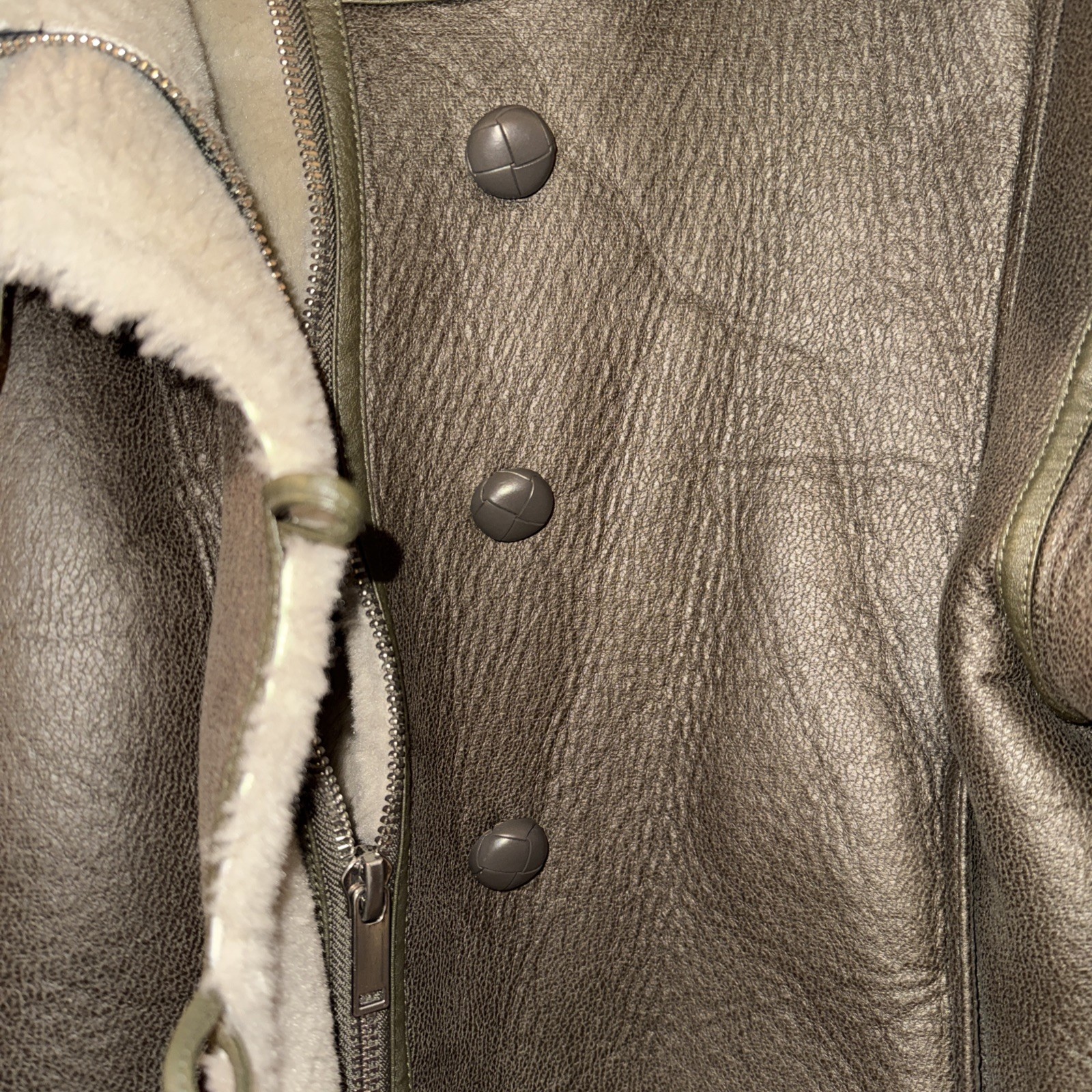 Mint Velvet Women’s Flying Jacket Size XL Faux Leather Tan with Cream Faux Fur