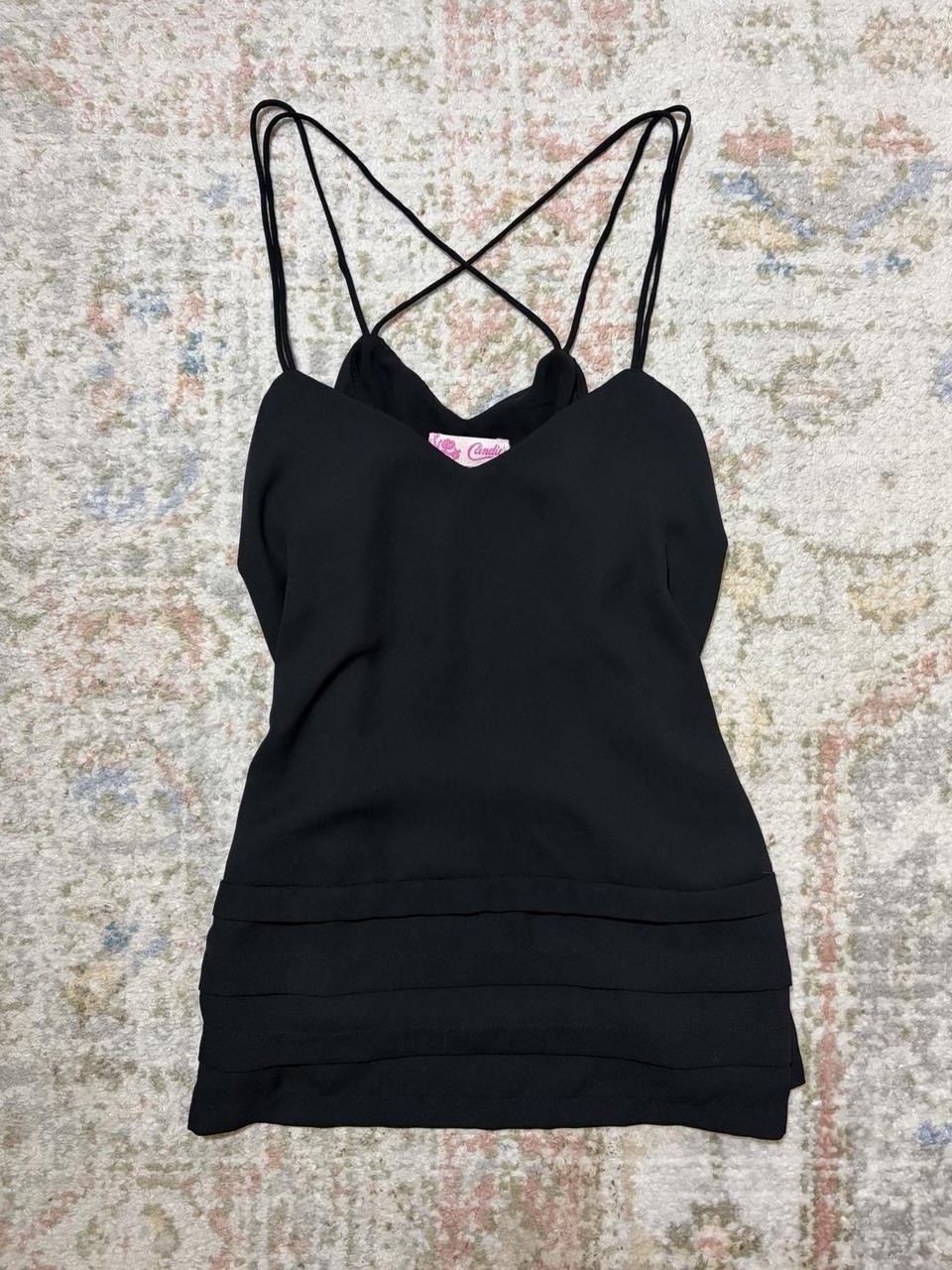 Candie’s Black Solid V-Neck Spaghetti Strap Camisole Cami Top Women’s S