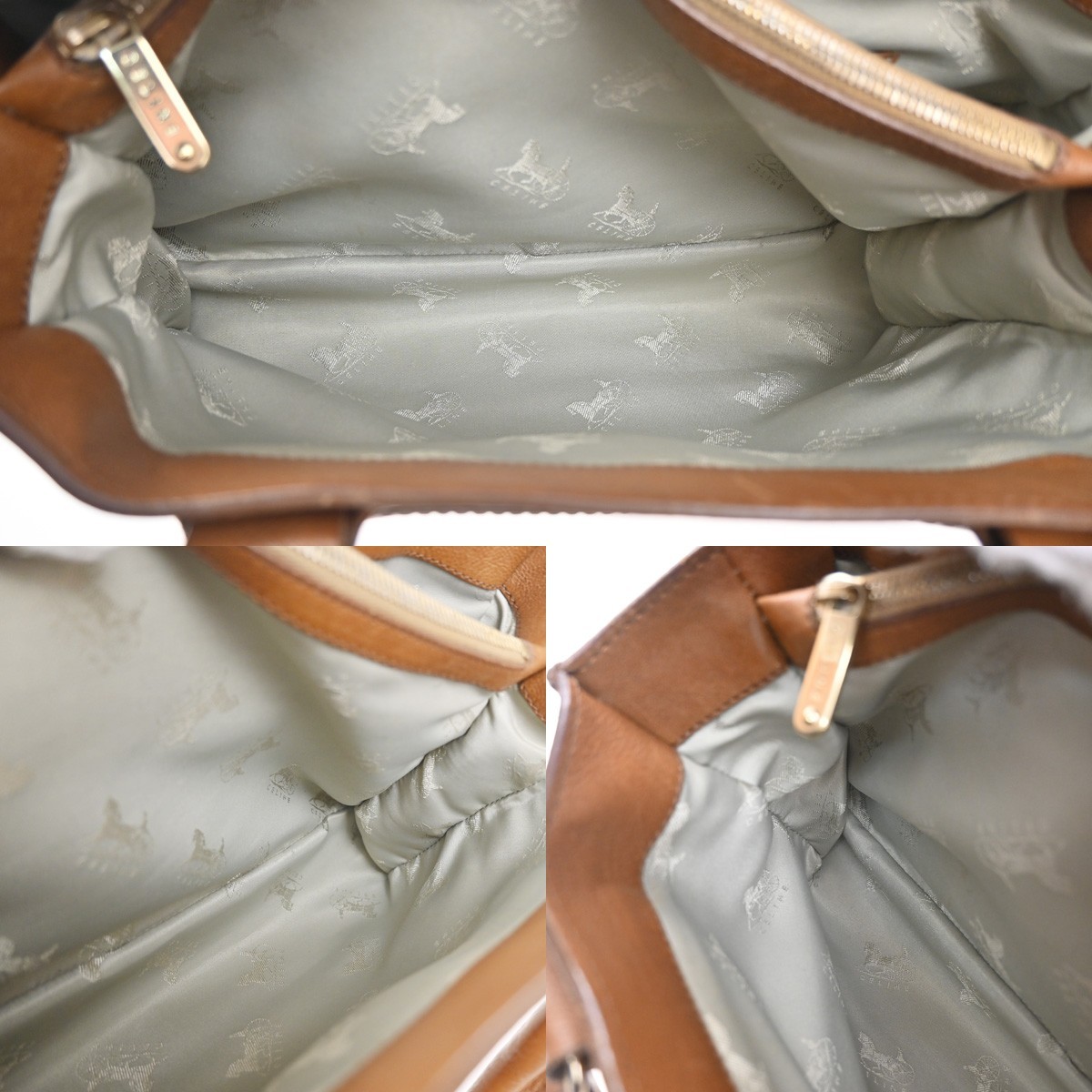 CELINE Logo Boogie Horse Carriage Hand Bag Leather Brown GHW Italy 32MA264