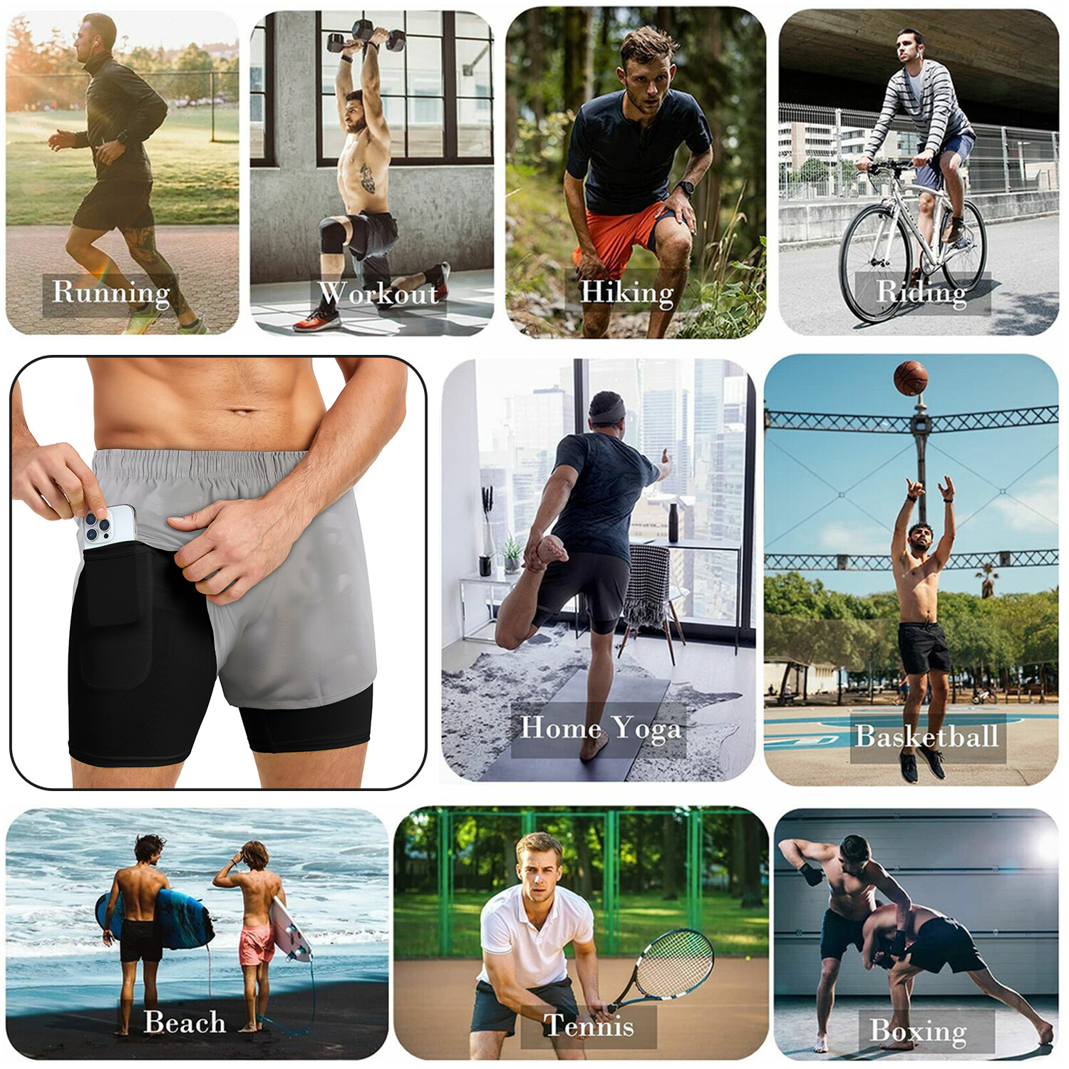 Mens Summer Workout Pants Training Shorts Quick Dry Pants Sports Fitness Shorts