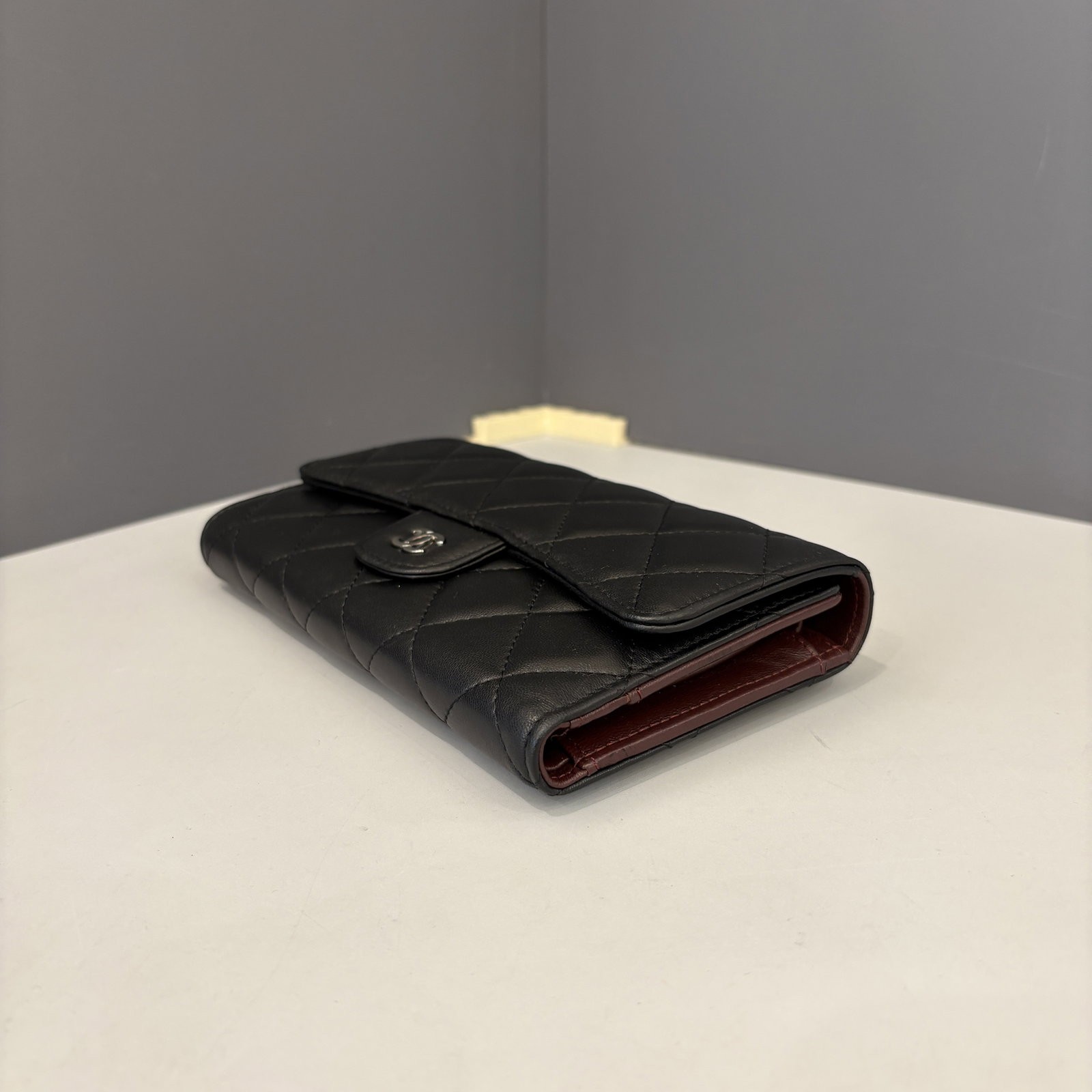 Chanel Classic Flap Continental Wallet Burgundy Black Lambskin (gv042426a1)