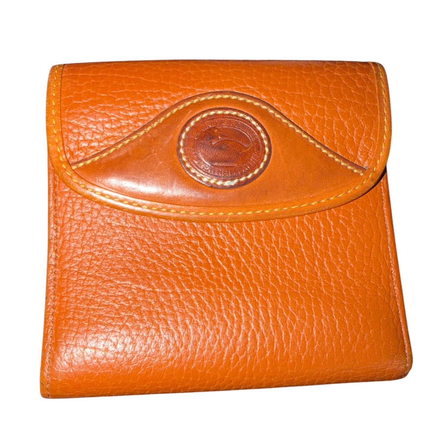 Dooney & Bourke Brown Solid Bifold Wallet Folding Credit Card ID Window Logo