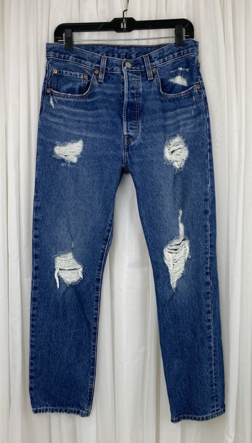 Levi’s Women’s 501 Distressed High Rise 100% Cotton Jeans Sz 30W x 29L