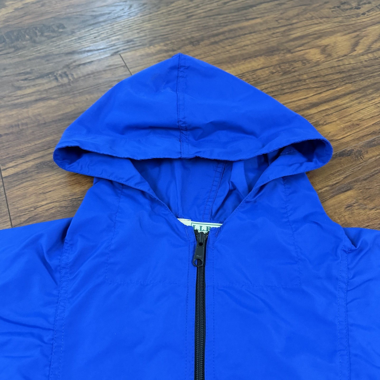 VINTAGE LL Bean Jacket Mens M Blue Nylon Anorak Hooded 1/2 Zip Lightweight USA