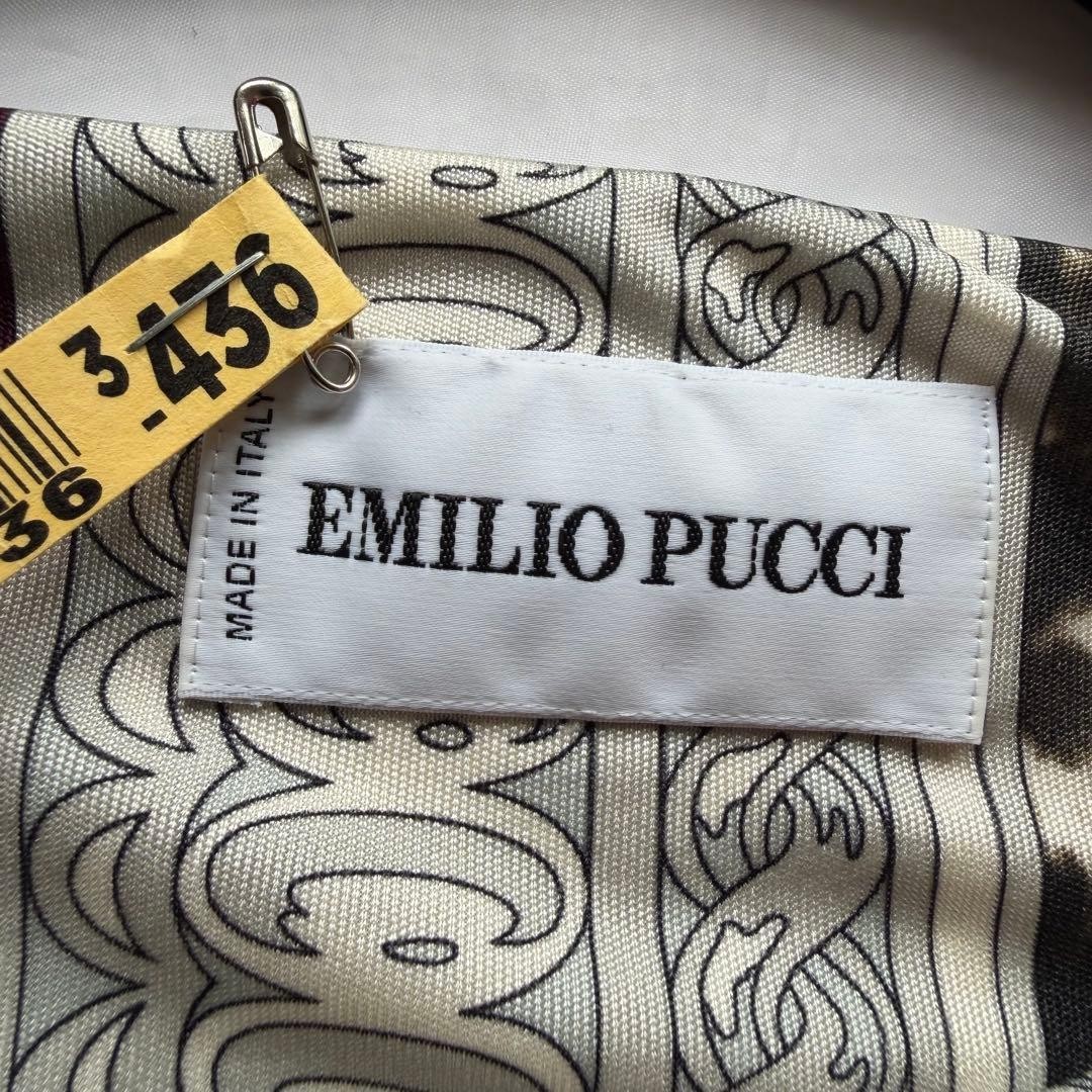 Emilio Pucci Silk Print Dress Gray Brown Purple Belted Long Dress Size IT42