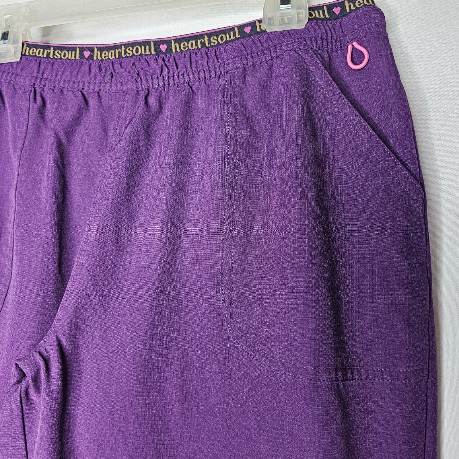 HeartSoul Scrubs Womens Medium Low Rise Stretch Pant 20110 EGPH Eggplant Purple