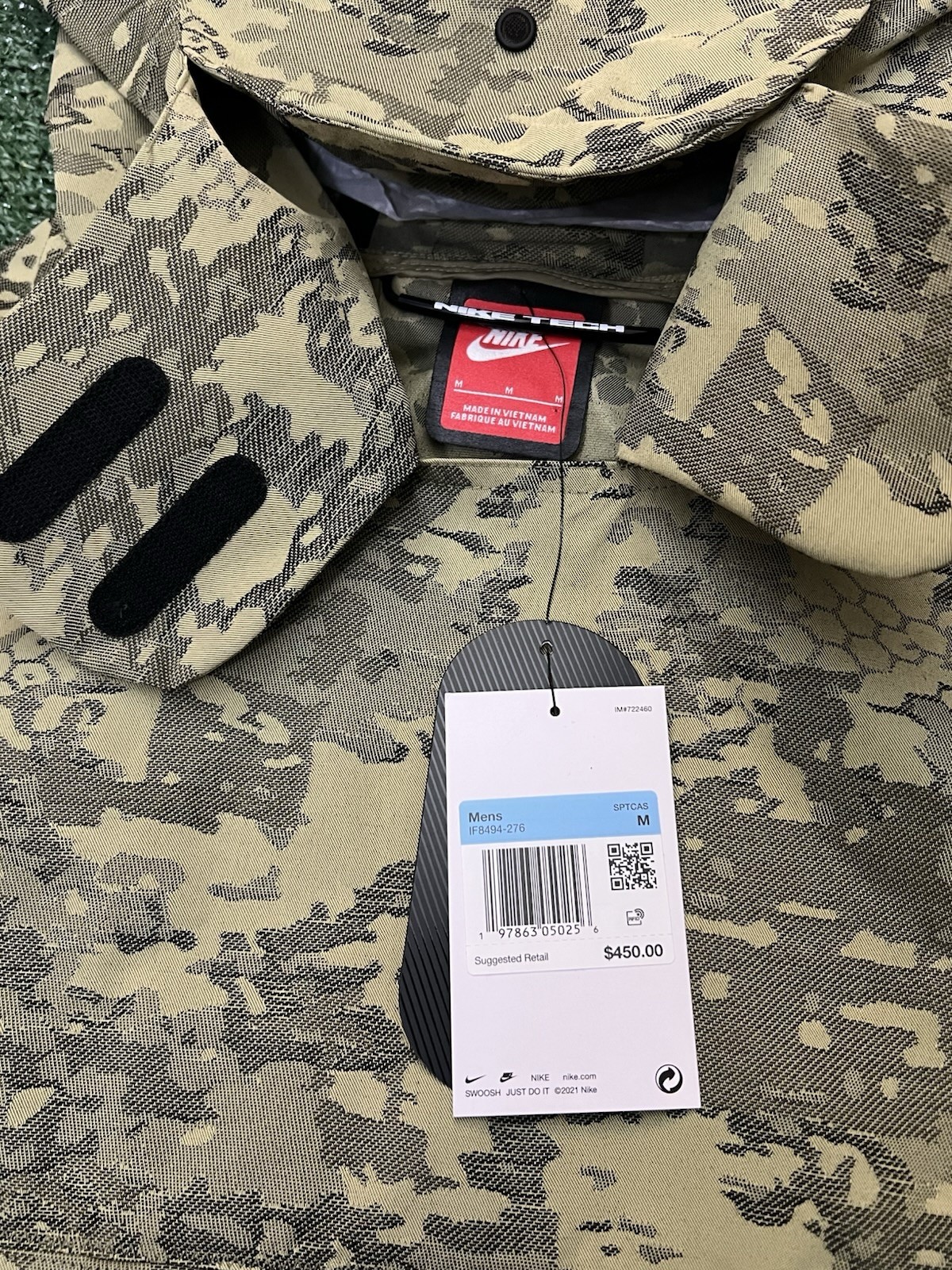 Nike Tech Woven CORDURA Jacket Camo Olive Black Men’s Size Medium IF8494-276