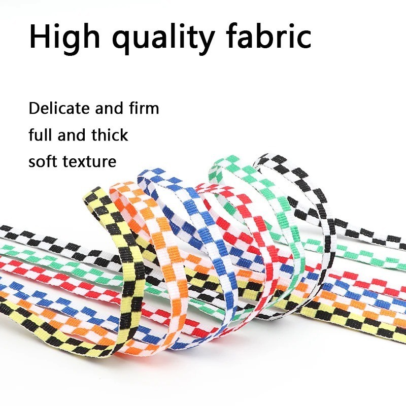 Two-color Checkered Flat Shoelaces Plaid Shoe Lace for Casual Shoes