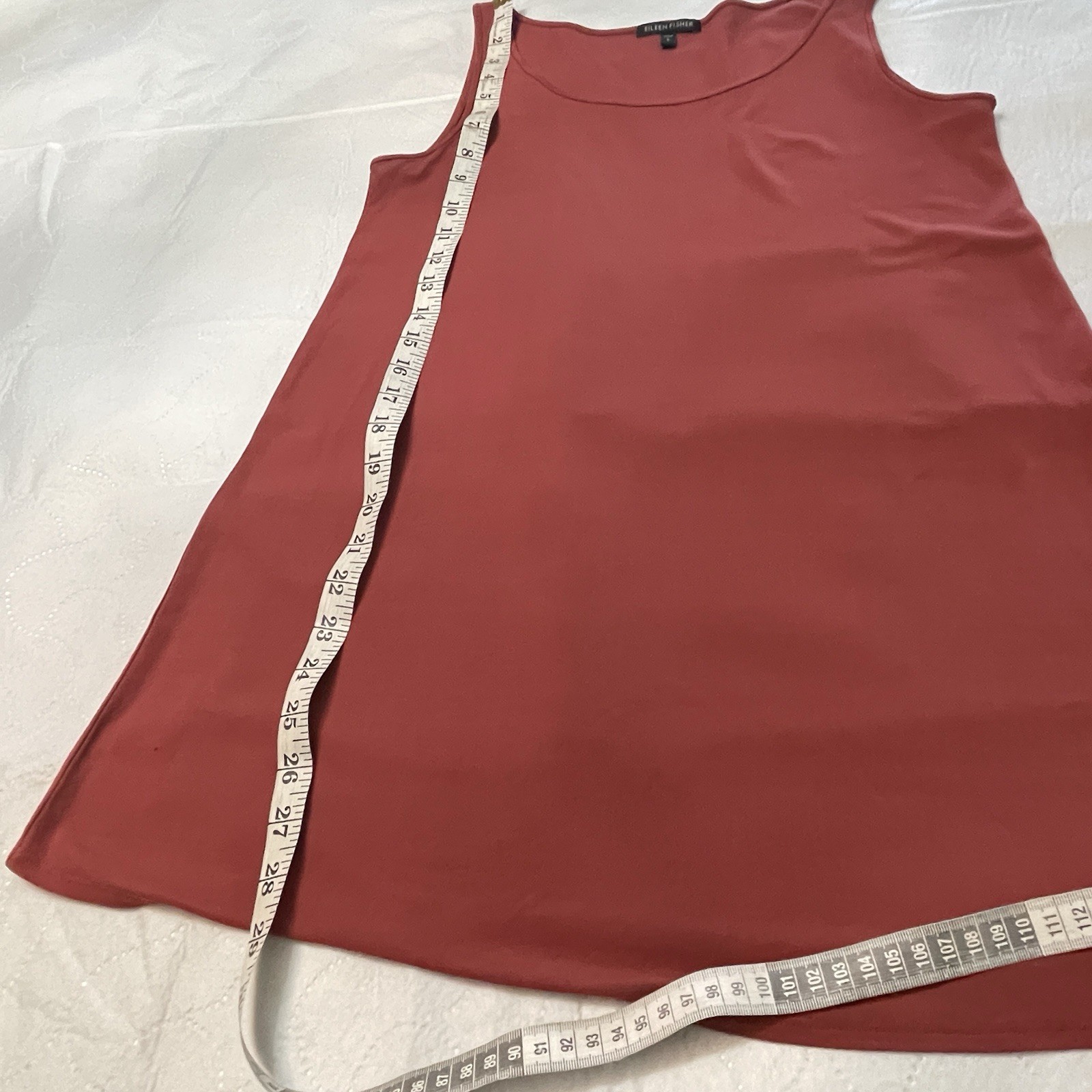 Eileen Fisher Silk Scoop Neck Tunic Tank Small Rust Terracotta Minimalist Luxe
