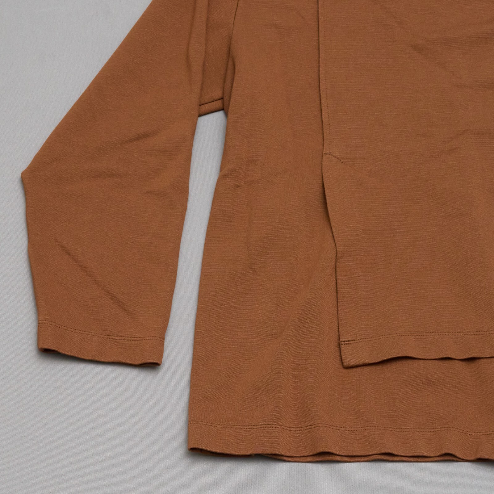 Cullni Men’s Brown Long Sleeve Shirt Size M Asymmetrical Hem Pocket Minimalist