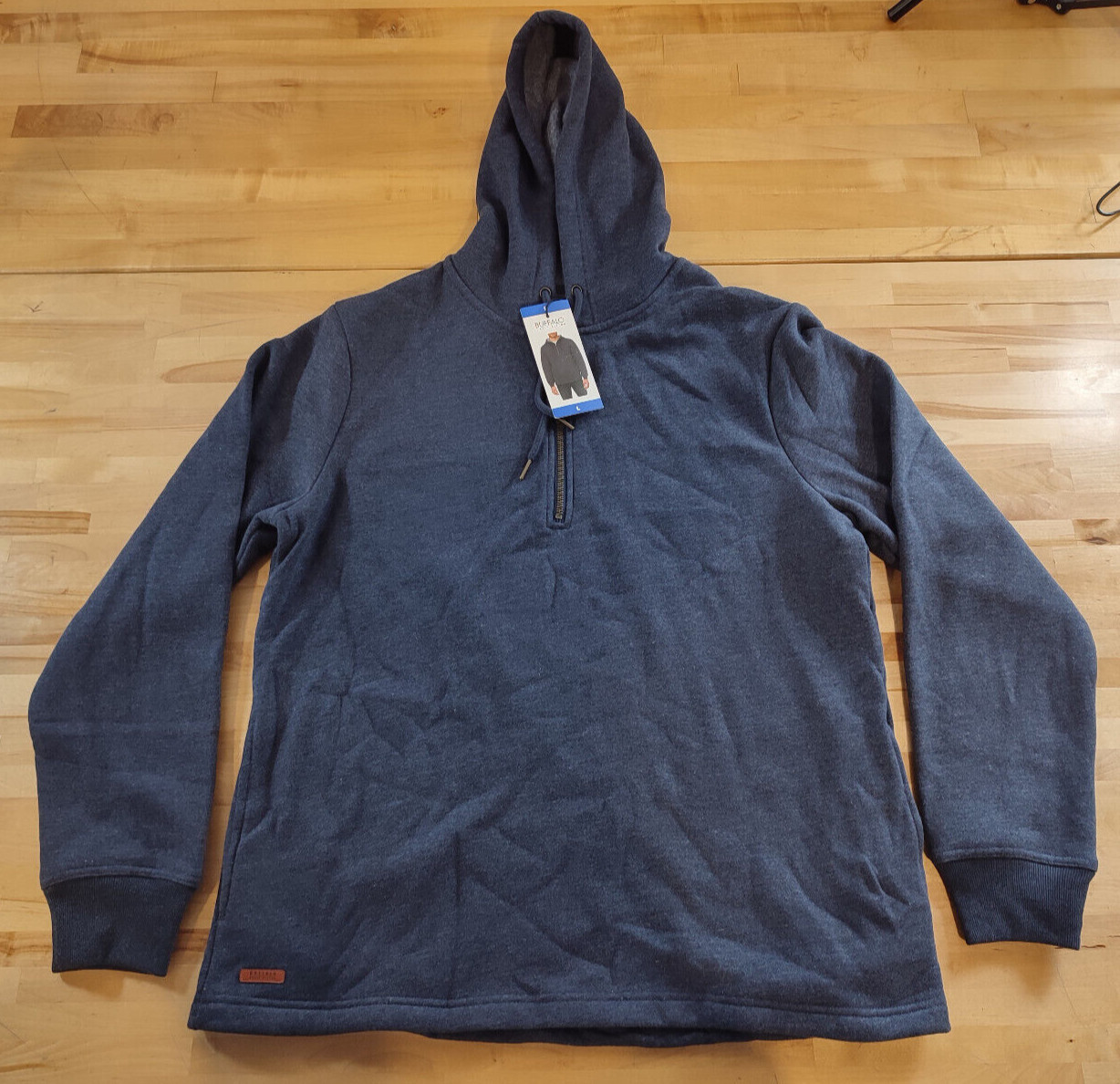 Buffalo David Bitton Men’s Half-Zip Fleece Hoodie Hooded Jacket Blue Size Large