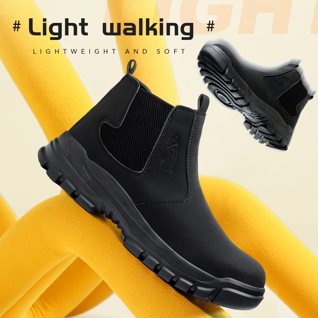 Men’s Steel Toe Work Boots Waterproof Lightweight Safety Shoes Non-Slip boots