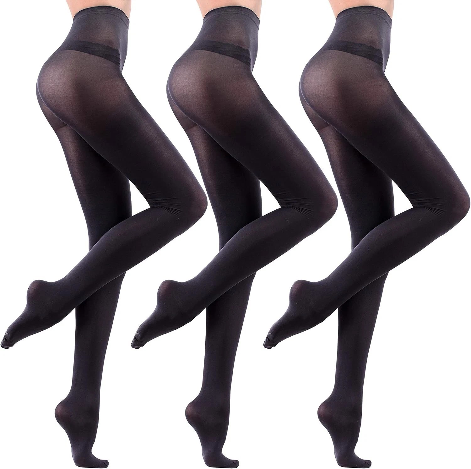 Leamel Women’s 3 Pack 40 Denier Opaque Tights Run Resist Black Small NEW