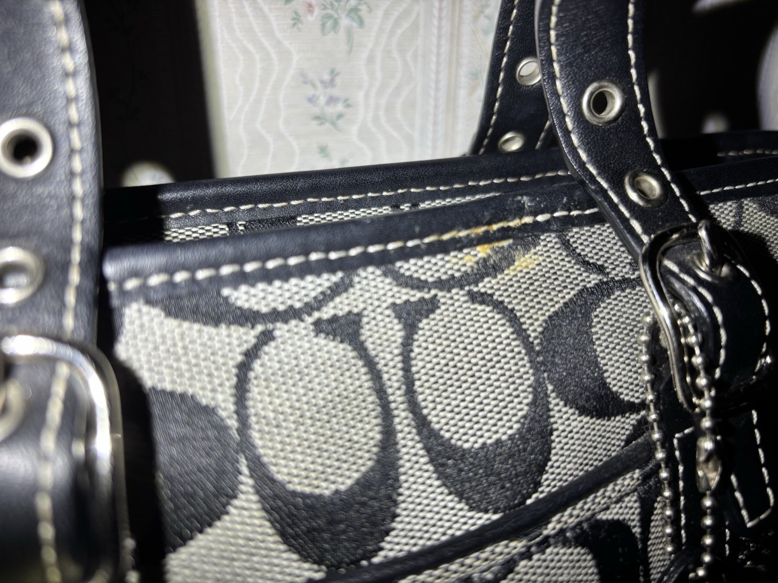 Vintage Coach Y2K Era Monogram Mini Tote 2002 F2J-6043 Signature Canvas Black