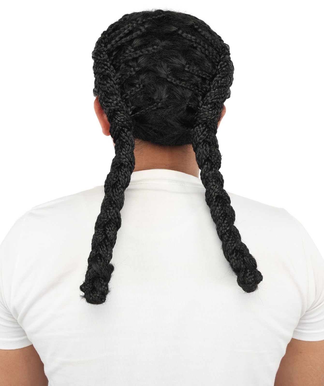 Men Cornrow Braided Dreadlock Wig, Deep obsidian tone, create of synthetic fiber